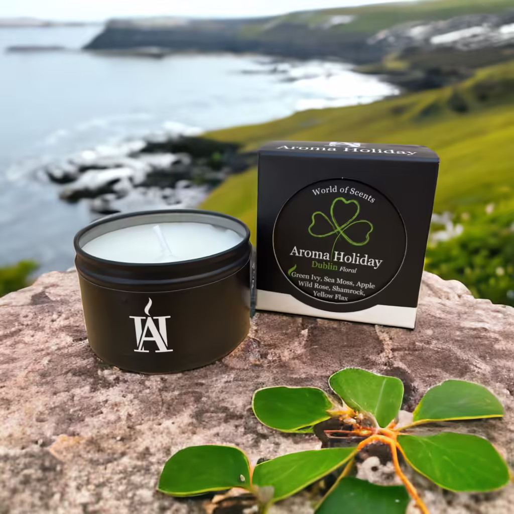 Dublin Ireland green floral Shamrock Scented Candle Tin