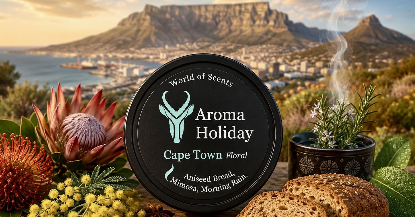 Cape Town South Africa travel-inspired home fragrance gifts, candles and reed diffusers by AromaHoliday