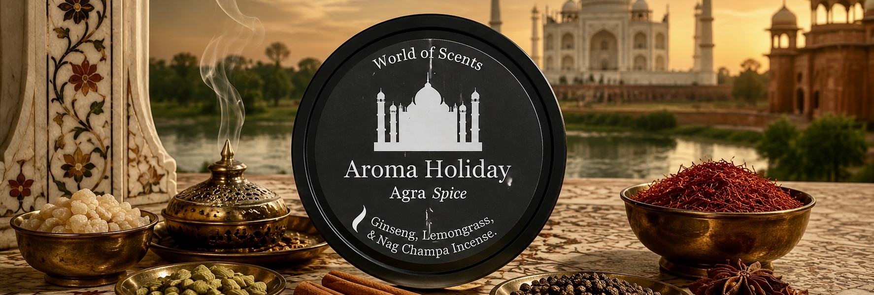 Agra India luxury home fragrance gifts, candles, reed diffusers and wax melts by AromaHoliday